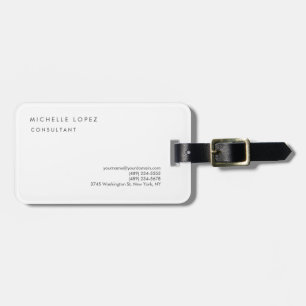 White Classical Elegant Plain Professional Luggage Tag