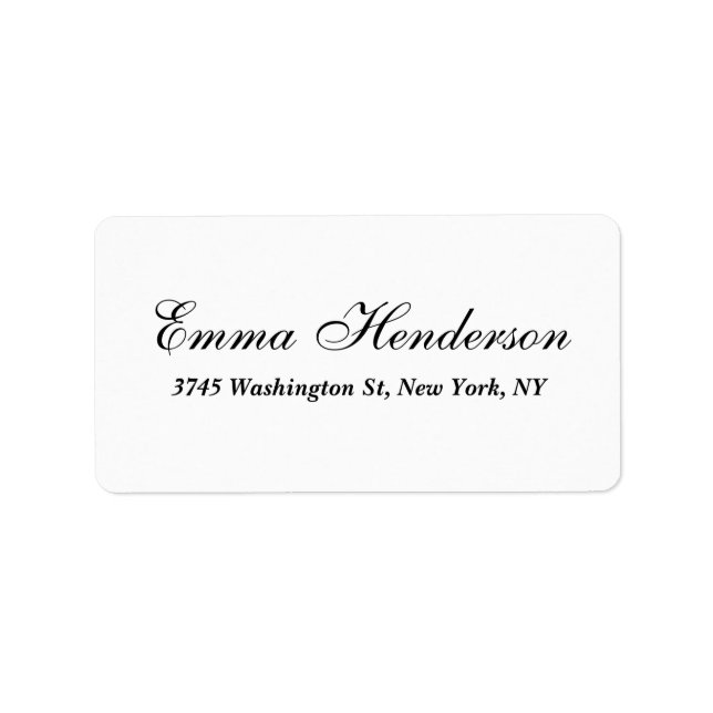 White Classical Professional Elegant Script Text Label (Front)
