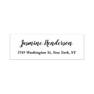 White Classical Professional Elegant Script Text Self-inking Stamp