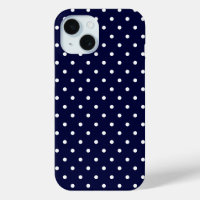 White Classy Polka Dot Pattern On Navy Blue 
