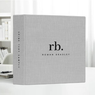 White Clean Beige Linen Fabric Texture Monogram Binder