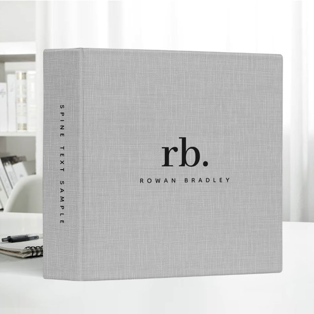 White Clean Beige Linen Fabric Texture Monogram Binder (Creator Uploaded)