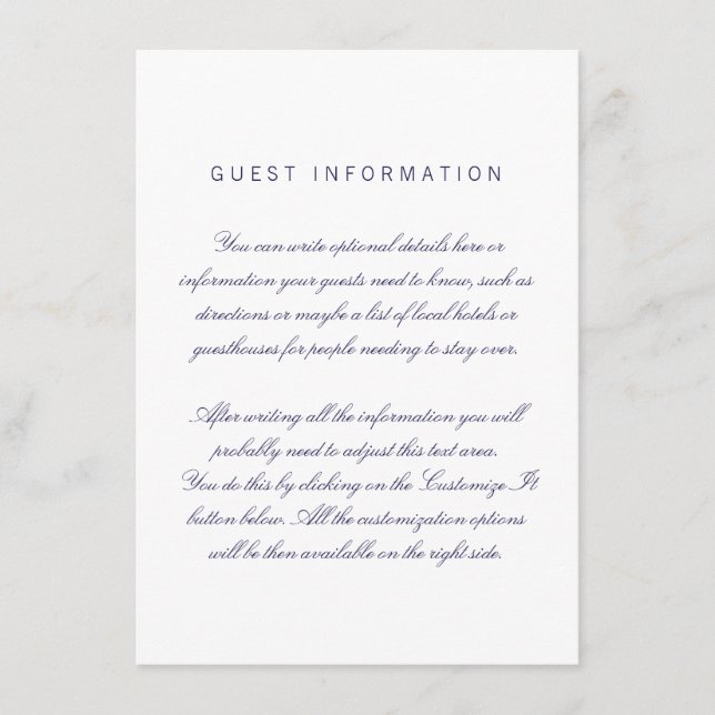 White Clean Elegant Wedding Insert Card (Front)