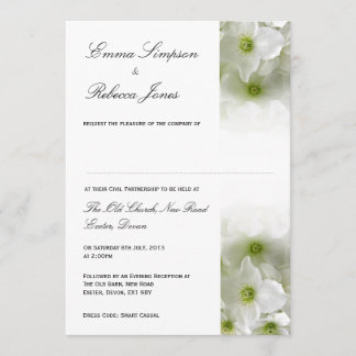 White Clematis - Civil Partnership Invitation