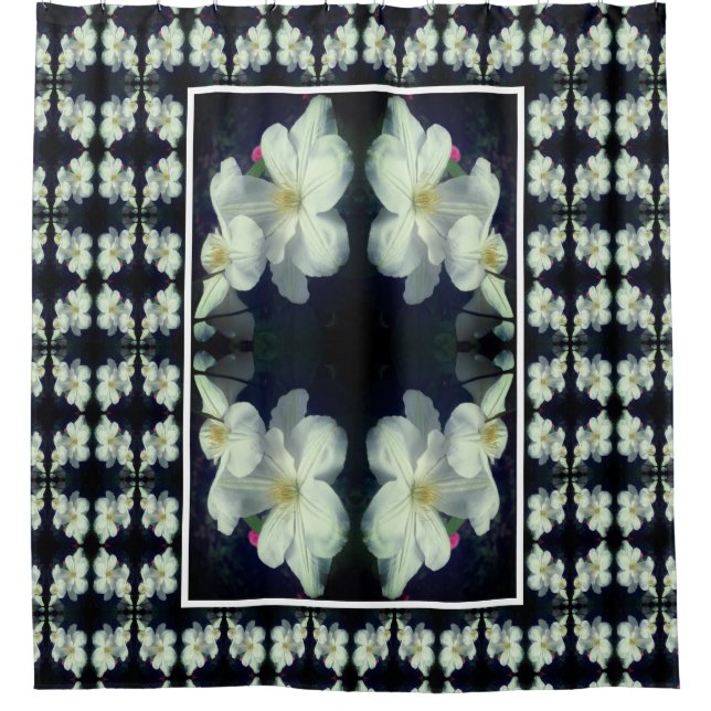 White Clematis Flower Pair Abstract Floral Pattern (Front)