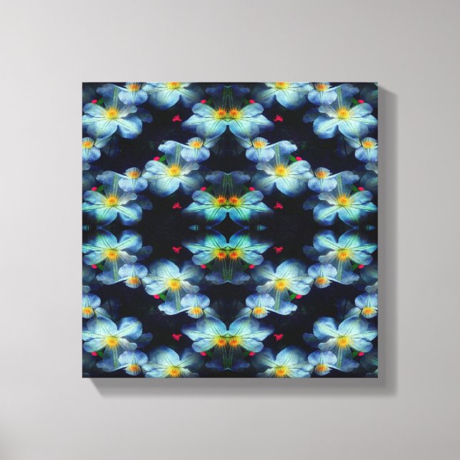 White Clematis Flowers Abstract Canvas Print (Front)