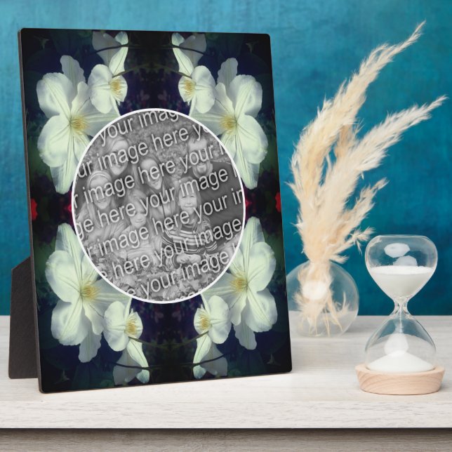 White Clematis Flowers Create Your Own Photo Plaque (Side)