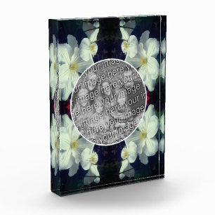 White Clematis Flowers Frame Add Your Own  Photo Block