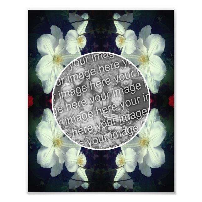 White Clematis Flowers Frame Create Your Own 8x10 Photo Print (Front)