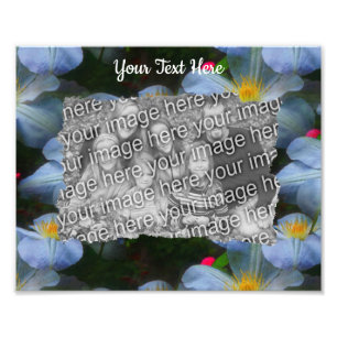 White Clematis Flowers Frame Template Photo Print