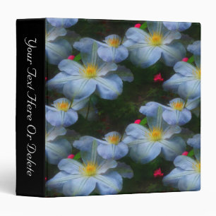 White Clematis Flowers Personalized Binder