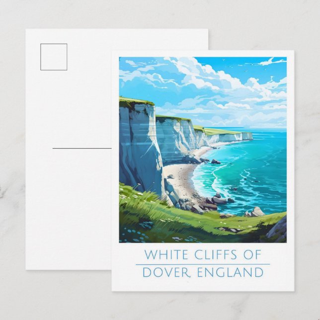 White cliffs of Dover England Vintage Travel  Postcard (Front/Back)