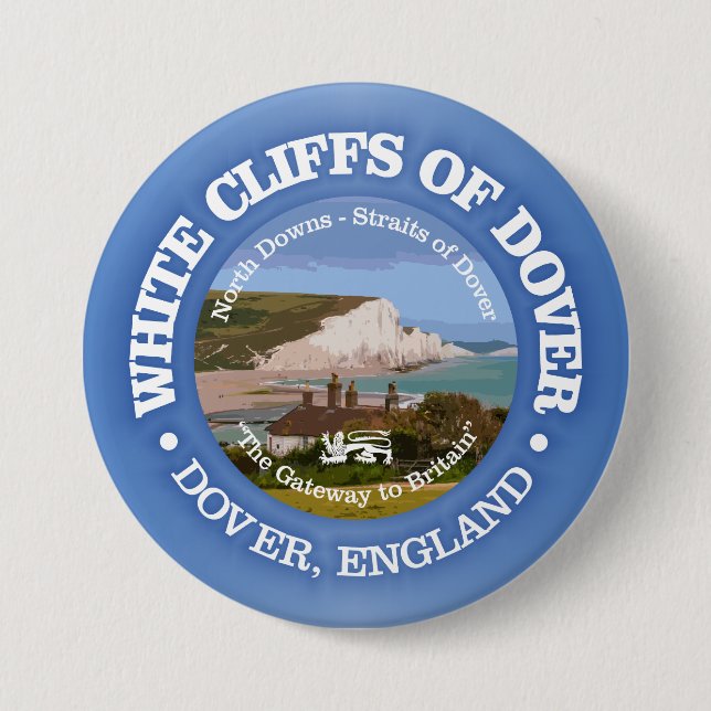White Cliffs of Dover (rd) 3 Inch Round Button (Front)