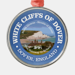 White Cliffs of Dover (rd) Metal Ornament