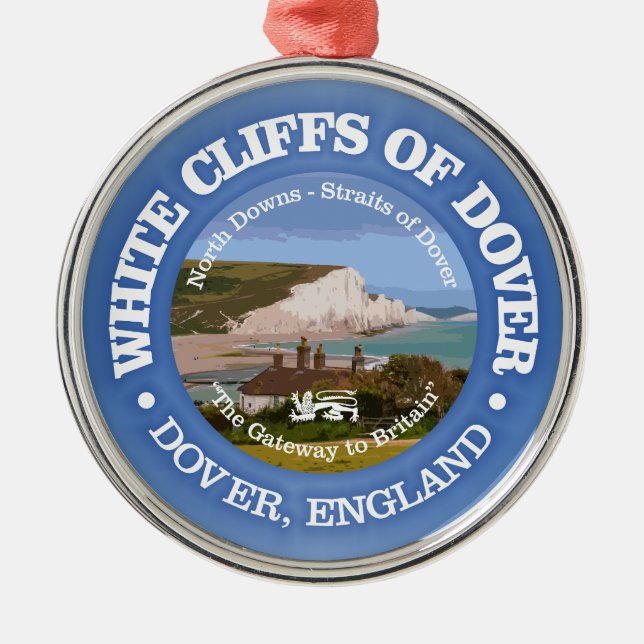 White Cliffs of Dover (rd) Metal Ornament (Front)