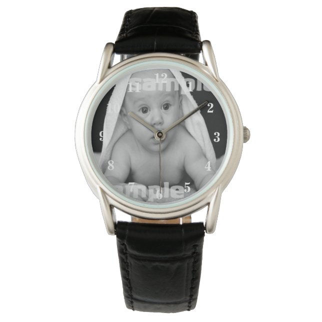 White clock face Personalized photo One Of A Kind Watch (Front)