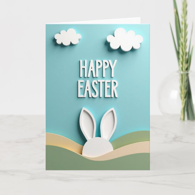 White Cloud Easter Scene Card (Front)