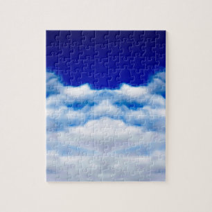 White cloud face against a blue sky jigsaw puzzle