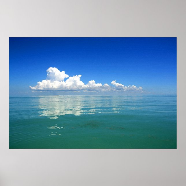 White cloud over a placid ocean poster (Front)