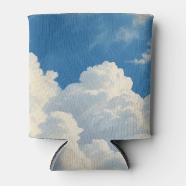 White Clouds and Clear Blue Sky Can Cooler (Front)