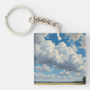 White Clouds and Clear Blue Sky Keychain