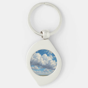 White Clouds and Clear Blue Sky Keychain