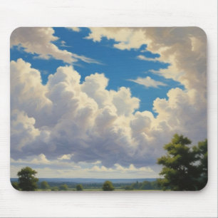White Clouds and Clear Blue Sky Mouse Pad