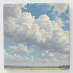 White Clouds and Clear Blue Sky Stone Coaster