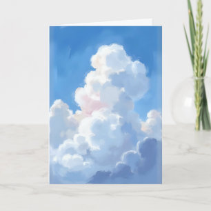 White Clouds Beautiful Blue Sky Watercolor Card