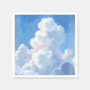 White Clouds Beautiful Blue Sky Watercolor Napkin