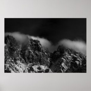 White clouds covering mountains poster