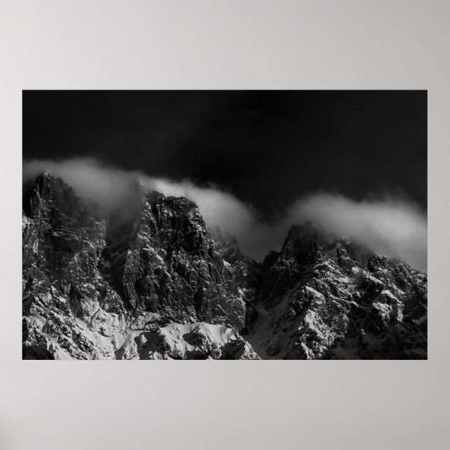 White clouds covering mountains poster (Front)