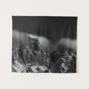 White clouds covering mountains tapestry