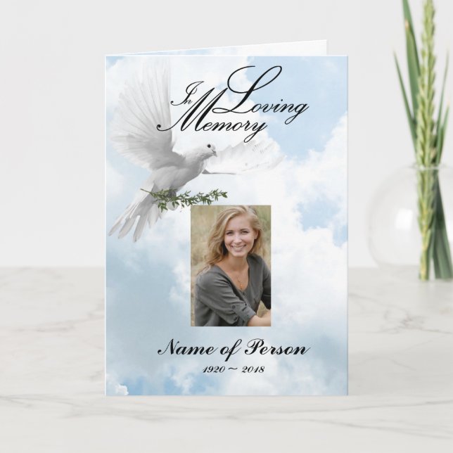 White Clouds Dove Funeral Program (Front)