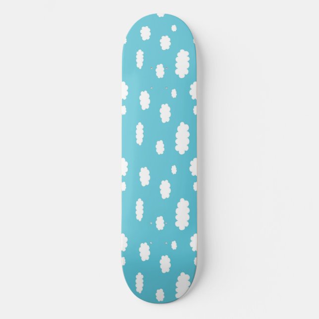White Clouds on a Blue Sky Background Skateboard (Front)