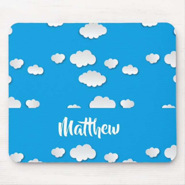 White clouds on blue mouse pad (Front)