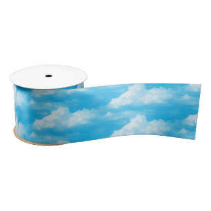 White Clouds on Blue Satin Ribbon