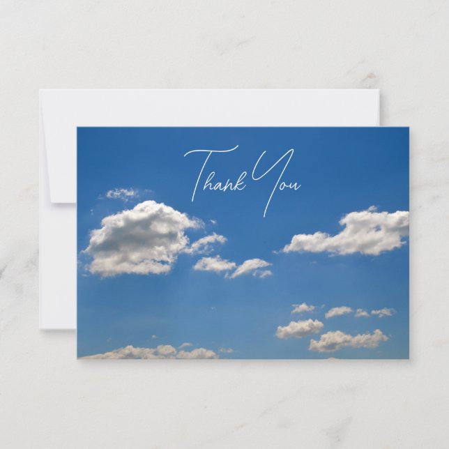 White clouds on blue sky are passing by thank you card (Front)