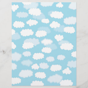 White clouds on blue sky paper print