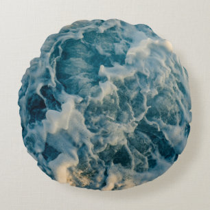 WHITE CLOUDS ON BLUE SKY ROUND PILLOW