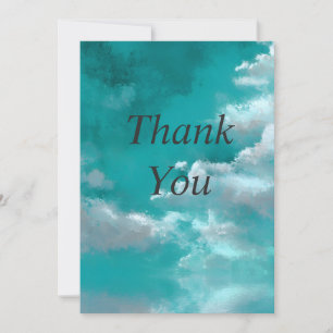 White Clouds on Turquoise Thank You Card