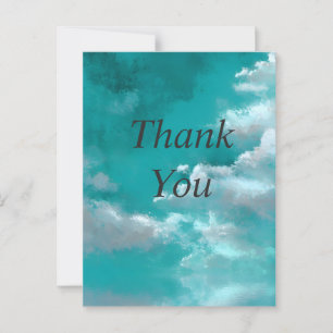 White Clouds on Turquoise Thank You Card