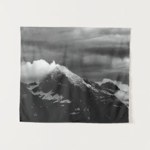 White clouds over the dark mountains tapestry
