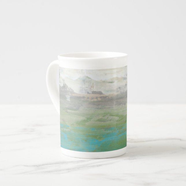 White Clouds Overlooking Beautiful Landscape Bone China Mug (Front Left)