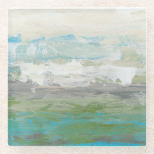 White Clouds Overlooking Beautiful Landscape Glass Coaster