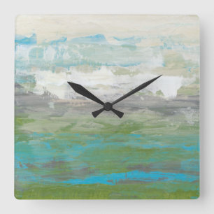 White Clouds Overlooking Beautiful Landscape Square Wall Clock