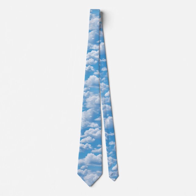 White Clouds Pattern On A Blue Sky Backgroud Tie (Front)