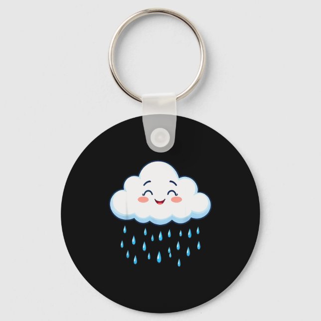 White Clouds Rain Drop Costume Christmas Halloween Keychain (Front)