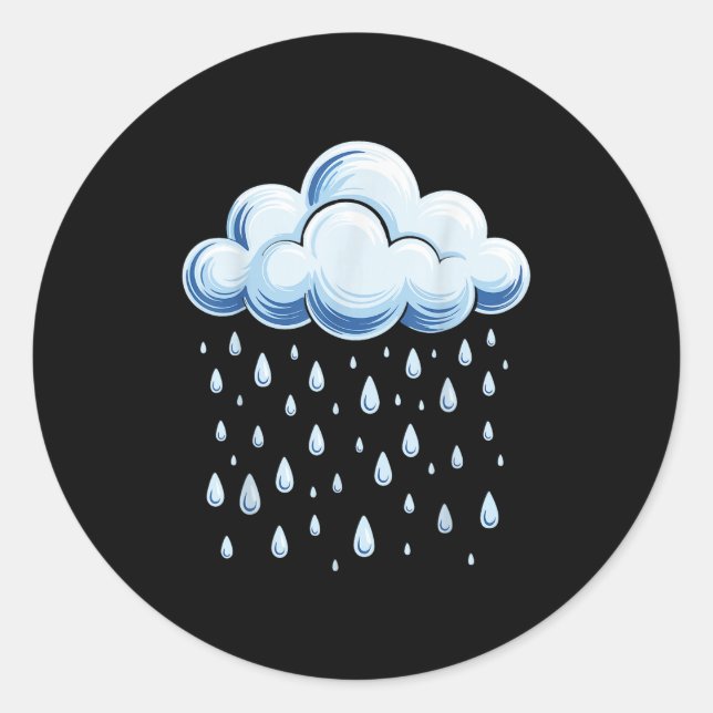 White Clouds Rain Drop Shirt Adult Kids Men Women  Classic Round Sticker (Front)