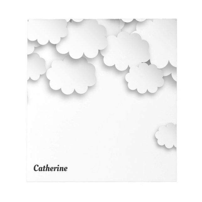 White Clouds Sky Dreamy 3D Paper Cuts Notepad (Front)